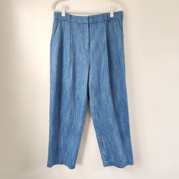 YMC Pants - YMC London Blue Cotton Linen Wide Leg Trouser Pant Size Large